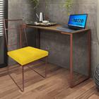 Kit Escritório Stark Cadeira e Mesa Industrial Ferro Bronze Tampo MDF Caramelo Sintético Amarelo - Ahz Móveis