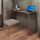 Kit Escritório Stark Cadeira e Mesa Industrial Ferro Bronze Tampo MDF Freijó material sintético Bege - Ahz Móveis