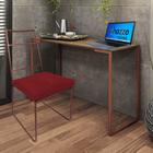 Kit Escritório Stark Cadeira e Mesa Industrial Ferro Bronze Tampo MDF Rústico material sintético Vermelho - Ahz Móveis