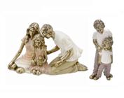 Kit Escultura Casal Com Menina E Dois Meninos E Pet Resina - Espressione