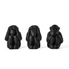 Kit Esculturas Trio de Macacos Sábios Poliresina Preto 3pcs
