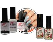 Kit Esmalte e Tintas para Carimbo de Decoração de Unhas, com 04 unidades