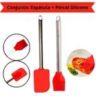 Kit Espátula E Pincel De Silicone Com Cabo Inox 2 Peças Culinária