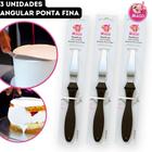 Kit Espátula para Confeitar Angular Ponta Fina Aço Inox Ergonômica Mago - 3 Unidades