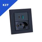 Kit Espelhos Duplo Reto com 1 Tom 20A e 2 USB 9.0A Preto