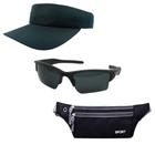 Kit Esportivo Com 1 Viseira Lisa 1 Oculos De Sol E 1 Pochete - ODELL VENDAS ONLINE