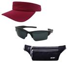 Kit Esportivo Com 1 Viseira Lisa 1 Oculos De Sol E 1 Pochete - ODELL VENDAS ONLINE