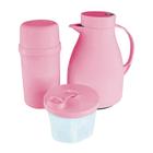 Kit Essencial Rosa Bebê Ideal com Pote 300ml e Capacidade 03 Mamadeiras Livre de BPA para Fórmula Infantil