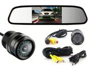 Kit estacionamento Espelho Retrovisor Lcd 4.3 + Camera De Ré Visão Noturna