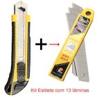 Kit Estilete Profissional Emborrachado 18mm + 13 lâminas