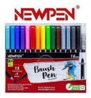 Kit Estojo 16 Canetas Pincel Brush Pen Newpen + Blender