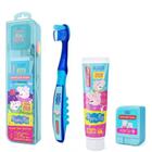 Kit Estojo Infantil Peppa Pig Azul ( 1 Escova Infantil + 1 Fio Dental 25ml + 1 Gel Dental 50g ) - Dentalclean '