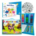 Kit Estojo Pintura Maleta Dinossauros 150 Peças Livro BabyShark Desenhos P/Colorir Infantil PinkFong