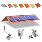 Kit Estrutura Suporte Fixador Linha C Para 07 Placas Solar Alumínio e Inox Telha Cerâmica e Cimento Perfil Master