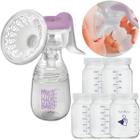 Kit Extrator de Leite Manual Multikids + 5 Potes de Vidro para Leite Materno 200ml