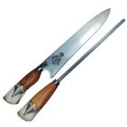 kit faca artesanal e chaira 10 polegadas aço inox 420 case porta faca