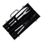 Kit Faca Garfo Pegador Em Inox + Maleta Para Churrasco