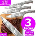 Kit Faca Inox 29 cm Cabo Ergonômico Só Qualidade - SQ