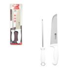 kit Faca Profissional 8 Polegadas Com Chaira Açougueiro Churrasco Branco