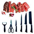 Kit Facas 6 Pcs Aco Inox Churrasco Gourmet Pretas - Bellator