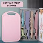 Kit Facas 7 Peças Utensílios Faqueiro Colorido Tábua