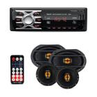 Kit Fácil Le Son 6" + 6x9" Gold Triaxial e Quadriaxial + Rádio Automotivo Som BT MP3 Player 1 Din 3.5" LED USB SD FM