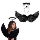 Kit Fantasia Anjo Asa + Tiara Halloween Carnaval Festa Cosplay