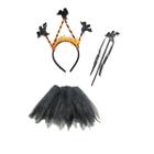 Kit Fantasia Bruxa Saia Tiara e Varinha Halloween Carnaval - Bwx