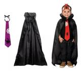 Kit Fantasia Capa Gravata Infantil Halloween Dia Das Bruxas