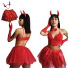 Kit Fantasia Diabinha Infantil Carnaval