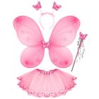 Kit Fantasia Infantil Fada Asa Tiara Varinha Festa Criança Borboleta Asinha Sainha Arquinho Fadinha Bailarina Meninas