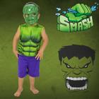 Kit Fantasia Super Herói Hulk Verde Mais Mascara Divertida