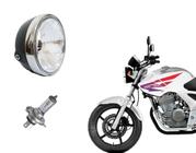 Kit Farol Completo + Lâmpada H4 Cbx 250 Twister Aro Cromado Ano 2001 Até 2008