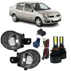 Kit farol de milha auxiliar neblina clio sedan 03 04 05 06 07 08 09 10 11 12 vidro + h11 led