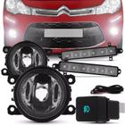 Kit Farol de Milha Completo Citroen C3 2013 14 15 16 17 Com Lâmpada Auxiliar Daylight 6 Led's - Suns