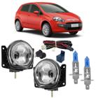 Kit farol de milha fiat punto 2008 a 2017 vidro + s branca