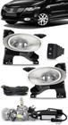 Kit Farol de Milha Honda City 2009 2010 2011 - Moldura Aro Cromo + Kit Lâmpada Super LED 6000K