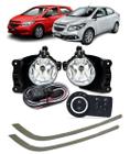 Kit Farol de Milha Neblina Chevrolet Novo Prisma / Onix LT / LTZ 2013 á 2015 Interruptor Mod. Original + Friso Cromo