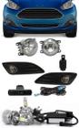 Kit Farol de Milha Neblina Ford New Fiesta 2013 2014 2015 2016 2017 Botão Painel + Kit Lâmpada Super LED 6000K