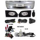 Kit Farol de Milha Neblina Honda Civic 2001 2002 2003 2004 - Interruptor + Kit Xenon 6000K / 8000K ou Kit Lâmpada Super LED 6000K