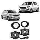 KIT Farol de Milha para Ford KA 2015 2016 2017 2018 Moldura preta Botão Alternativo Tic Tac 2 Pinos Suits - STS445FD