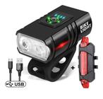 Kit Farol Lanterna Bike Bicicleta Recarregável Profissional Sinalizador Led