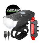 Kit Farol Lanterna Bike LED USB Recarregável Pedale com Segurança em Qualquer Clima