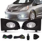 Kit Farol Milha Honda Fit 2009 A 2011 Com Moldura Botão Relê - Shocklight