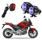 Kit Farol Milha Moto Honda NC700X ABS 2013 2014 2015 Angel Eye Azul U7 - LedAA