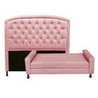 Kit Félix com Cabeceira Geovana 1,40 cm Casal Baú Quarto Sala material sintético Rose - Damaffê Móveis