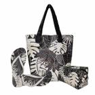 Kit Feminino Impermeável Resistente Tropical Folhagem Bolsa, Necessaire e Chinelo Magicc Bolsas