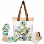 Kit Feminino Tropical Coqueiros Tropicais com Bolsa, Necessaire e Chinelo, Magicc