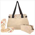 Kit Feminino Tropical Floral com Bolsa, Necessaire e Chinelo, Magicc