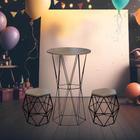 Kit Festa 1 Mesa Aparador Bistrô G Flork com 2 Mesas P Luna Ferro Preto MDF Rústico - Ahz Móveis